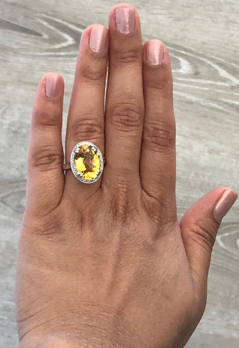 8.27 Carat Citrine Diamond 14 Karat White Gold Cocktail Ring In New Condition In Los Angeles, CA