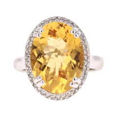 8.27 Carat Citrine Diamond 14 Karat White Gold Cocktail Ring