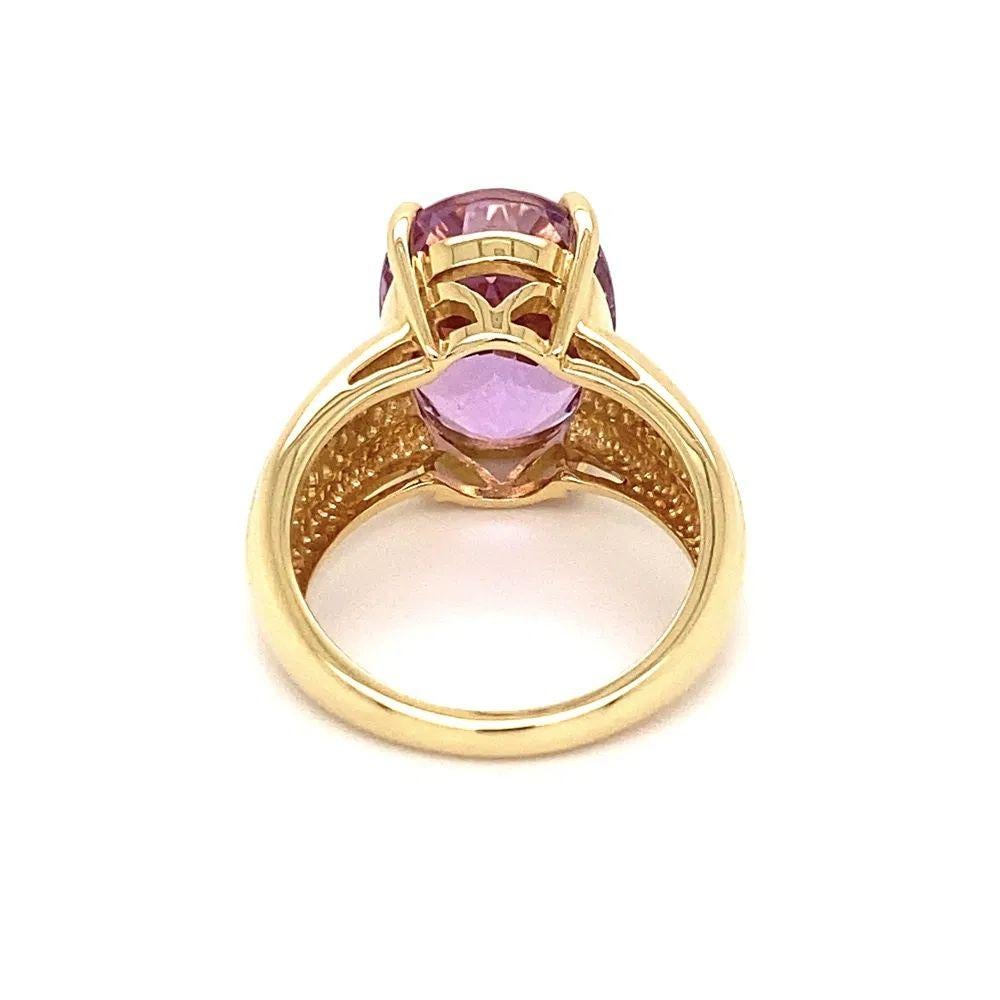 Oval Cut 8.27 Carat Oval Pink Kunzite and Diamond Gold Statement Cocktail Ring For Sale