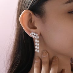 8.27ct SI/H Diamond Cascading Drop Earrings 18k White Gold