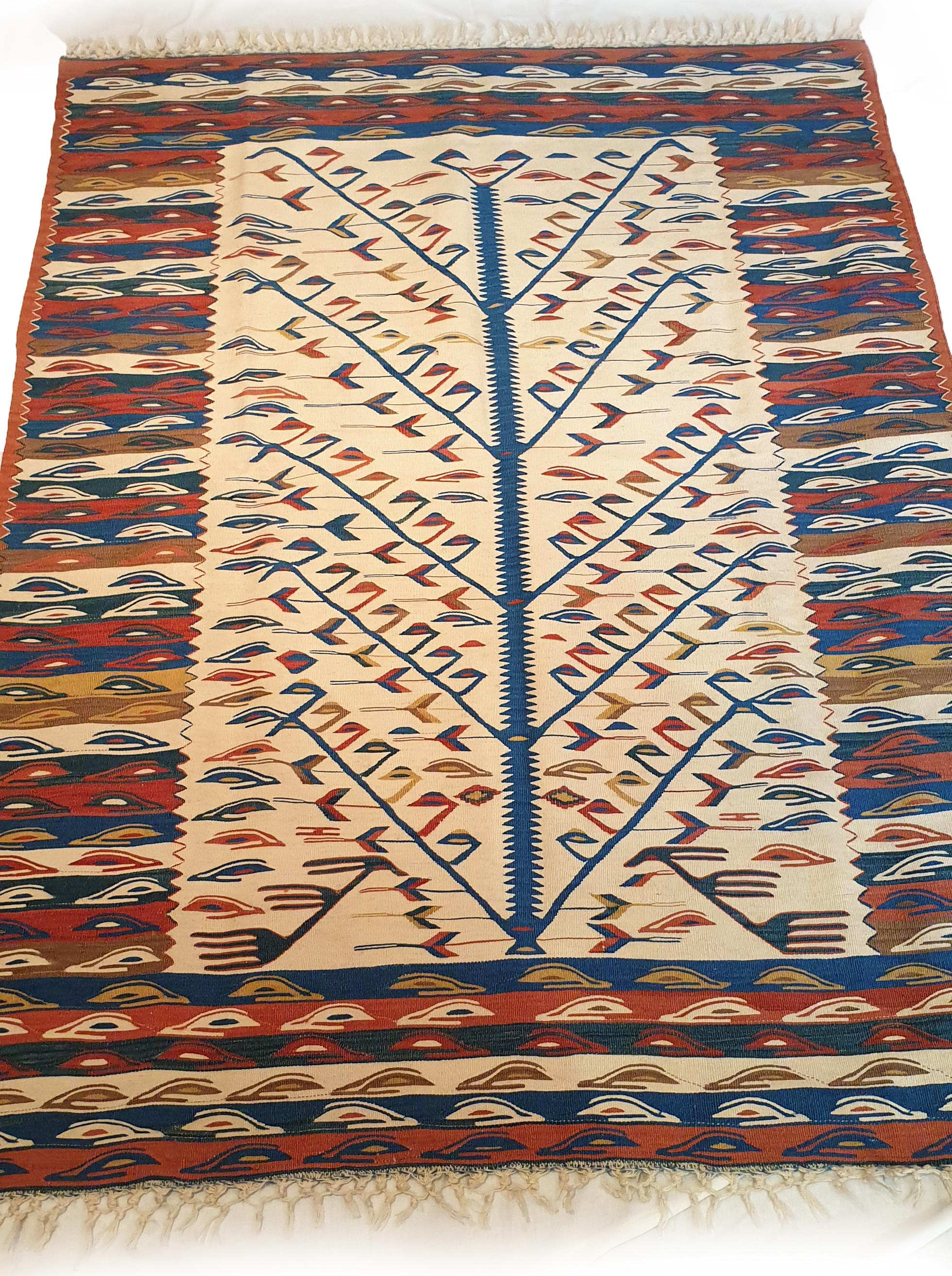 Hand-Woven 828 - Beautiful Vintage Kilim Floral Design Transylvania For Sale