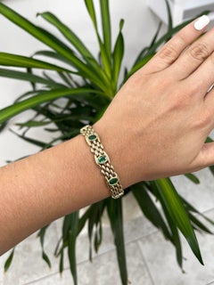8.28tcw 14K Natural Dark Rare Vivid Green Emerald-Oval Cut Unisex Bracelet