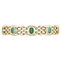 8.28tcw 14K Natural Dark Rare Vivid Green Emerald-Oval Cut Unisex Bracelet
