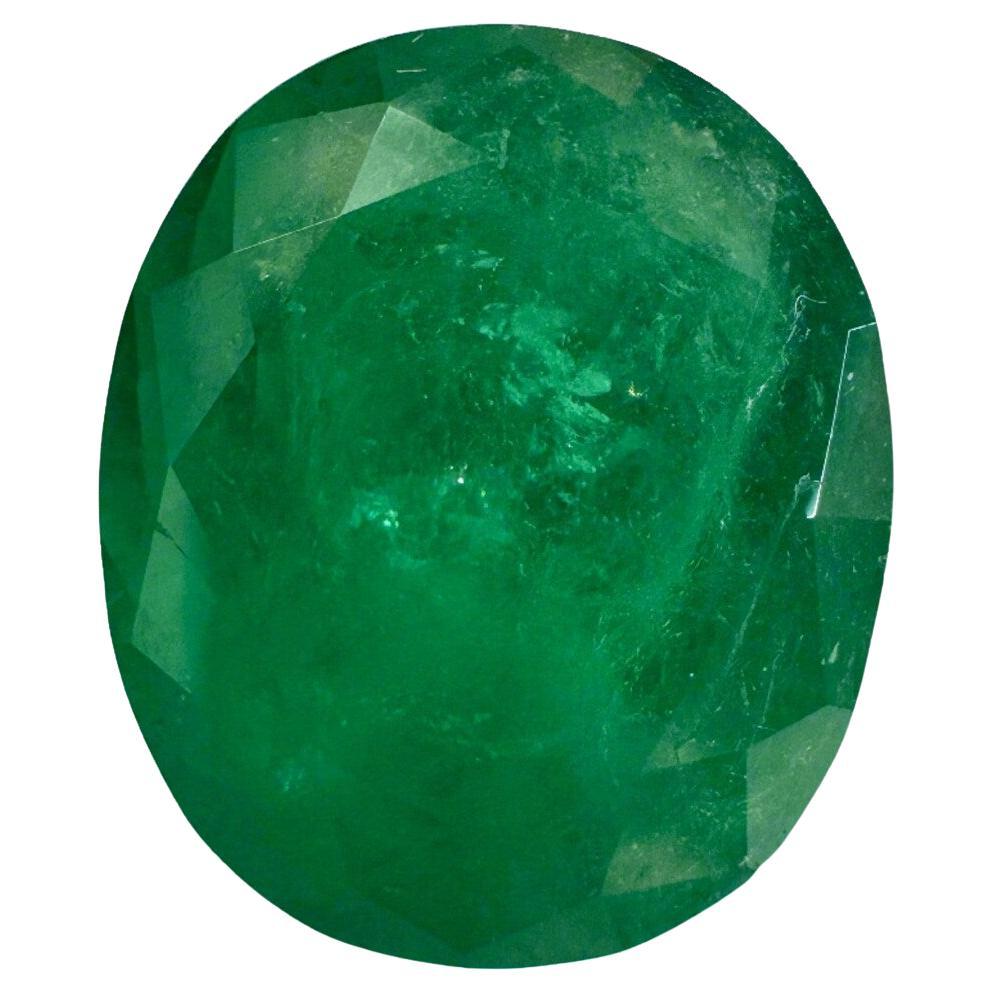 8.29 Carat 14x12 Deep Green Colombian Emerald - Oval Cut  May Birthstone Gem