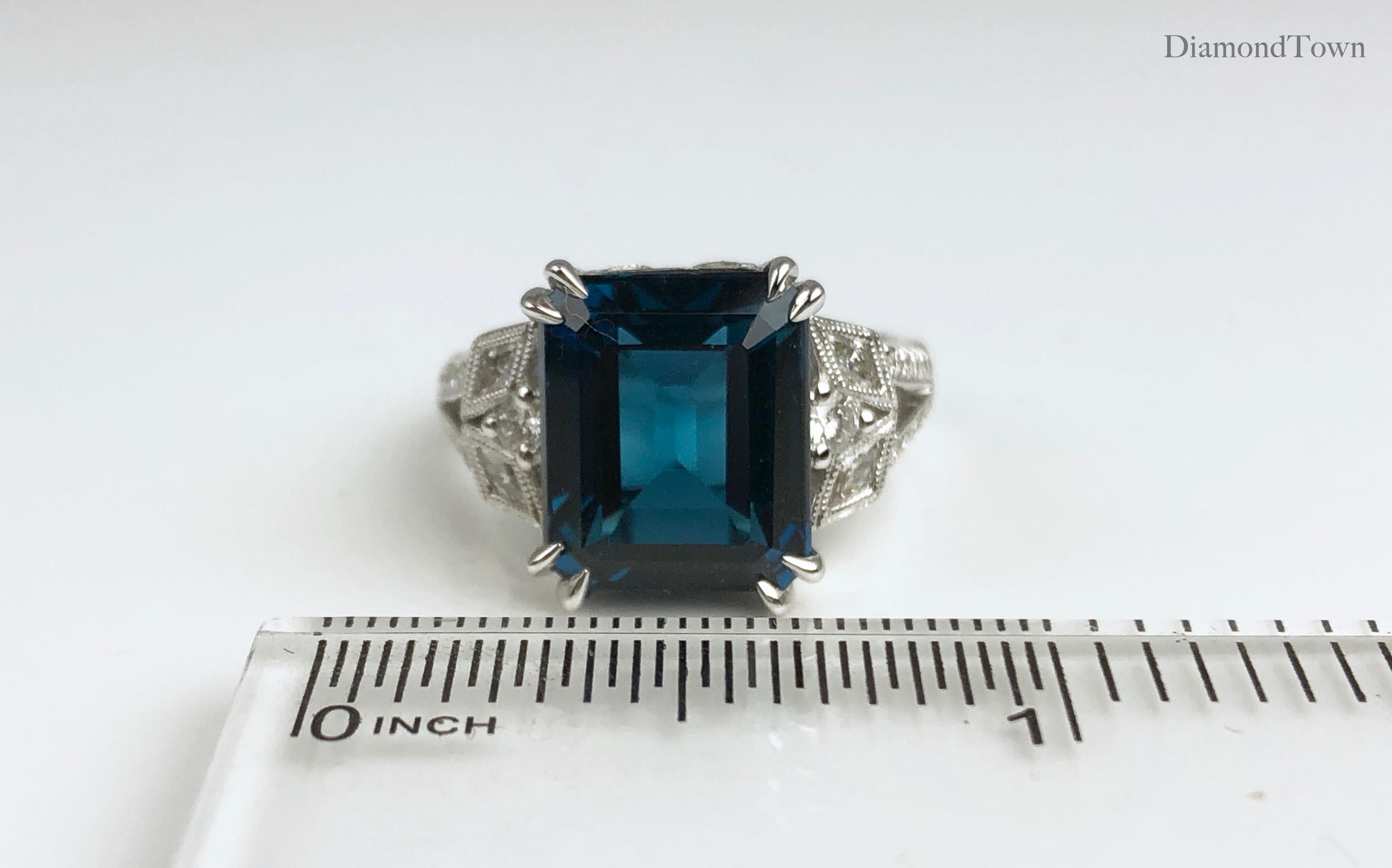 emerald cut blue topaz ring