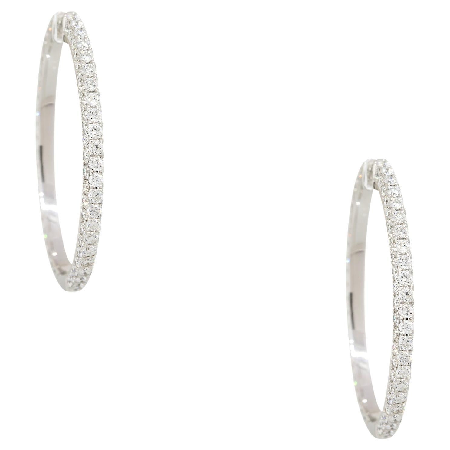 8.29 Carat Round Brilliant Diamond Large Hoop Earrings 18 Karat in Stock