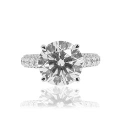 8.29 Carat Round Brilliant Diamond Ring Brilliant White 18K White Gold