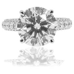 8.29 Carat Round Brilliant Diamond Ring Brilliant White 18K White Gold