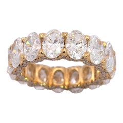 8.29 Ct Oval Diamond Shared Prong Eternity Ring with Pave Set Sides-1/2Ct Ovals