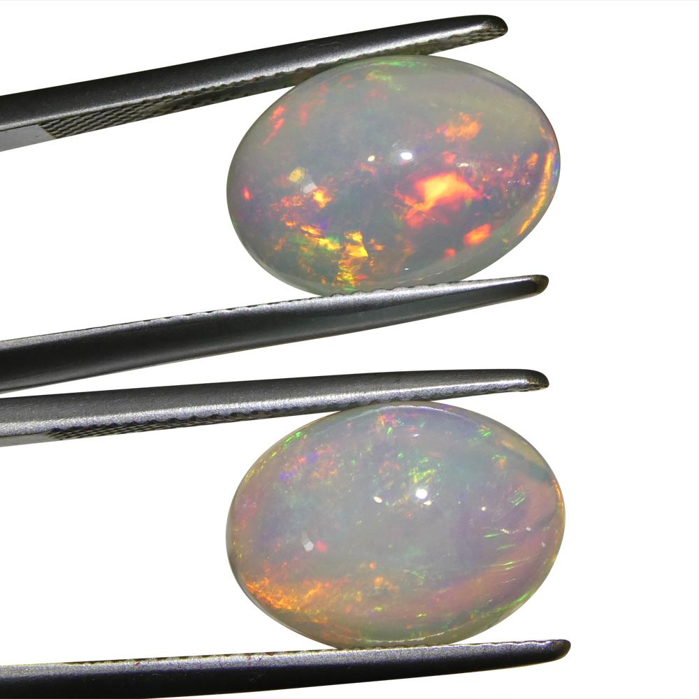 Coppia di 8,29ct Cabochon ovali di cristallo bianco opale dall'Etiopia in vendita 7