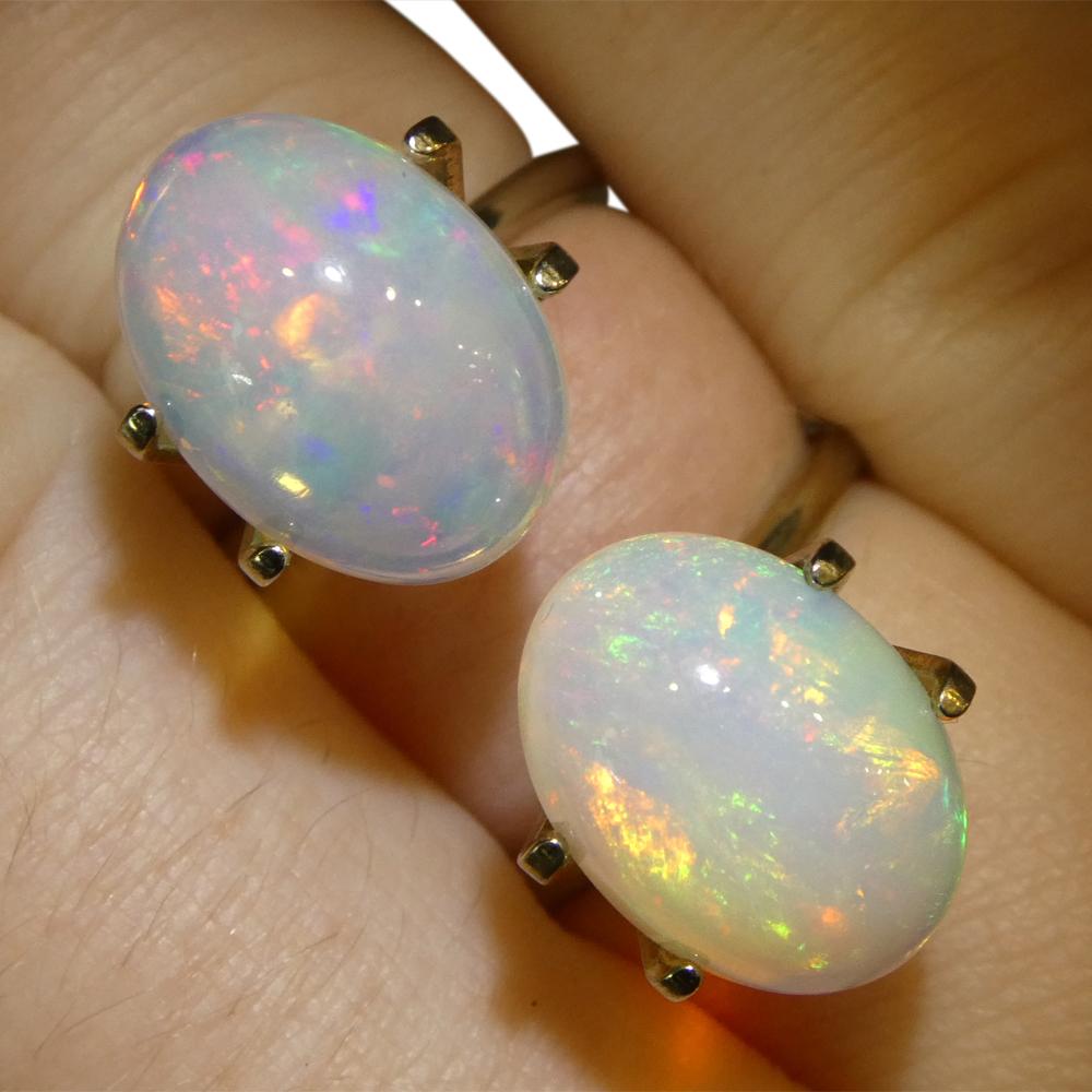 Coppia di 8,29ct Cabochon ovali di cristallo bianco opale dall'Etiopia in vendita 9