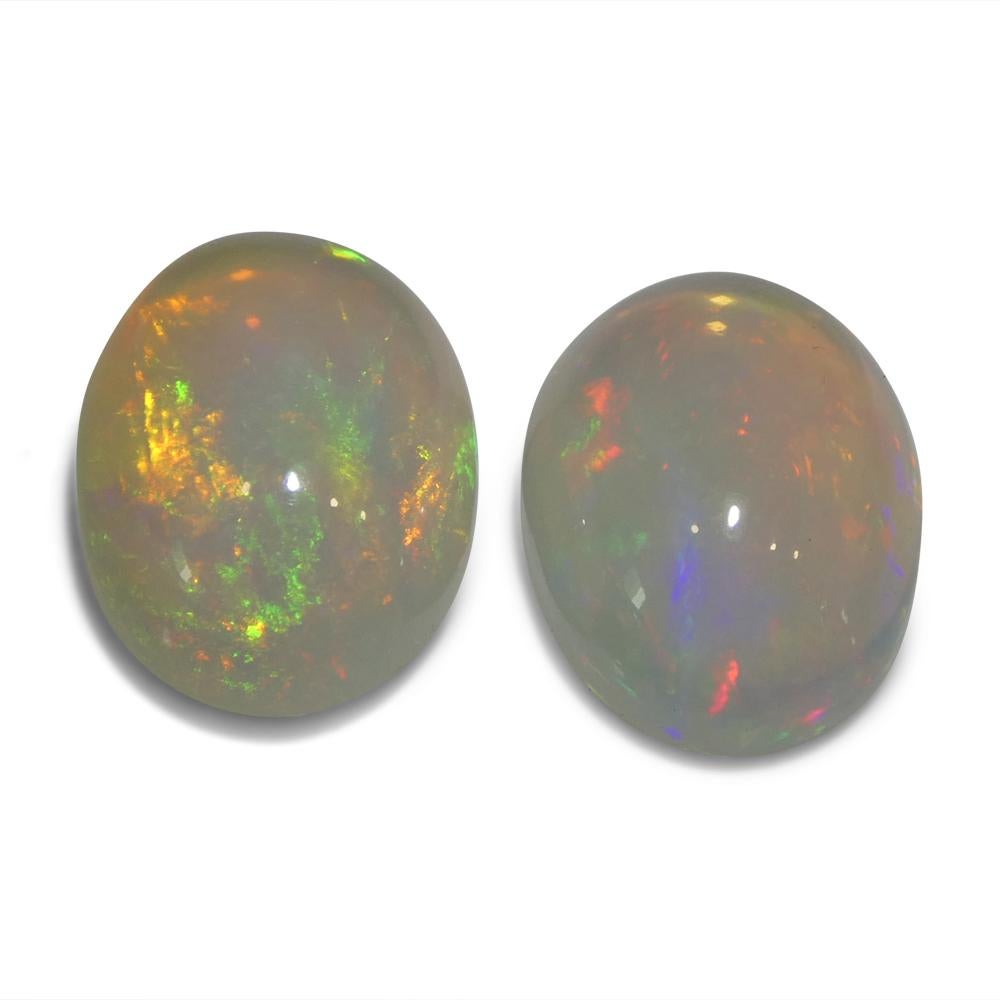 Coppia di 8,29ct Cabochon ovali di cristallo bianco opale dall'Etiopia in vendita 4