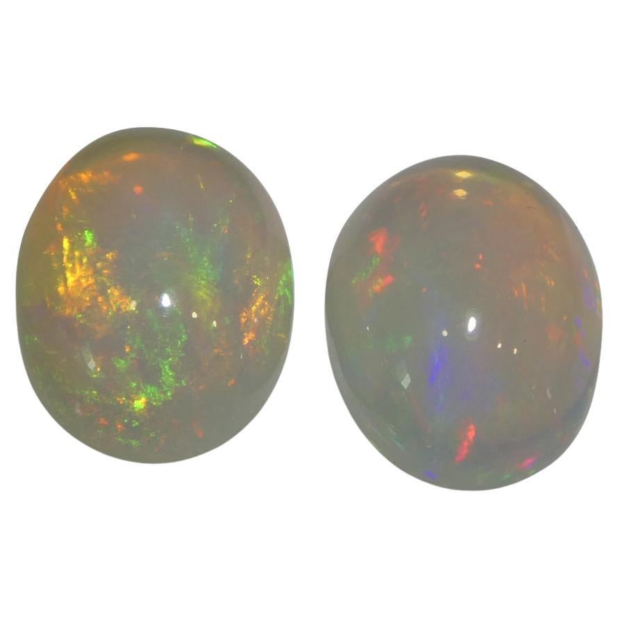 8.29ct Pair Oval Cabochon White Crystal Opal from Ethiopia