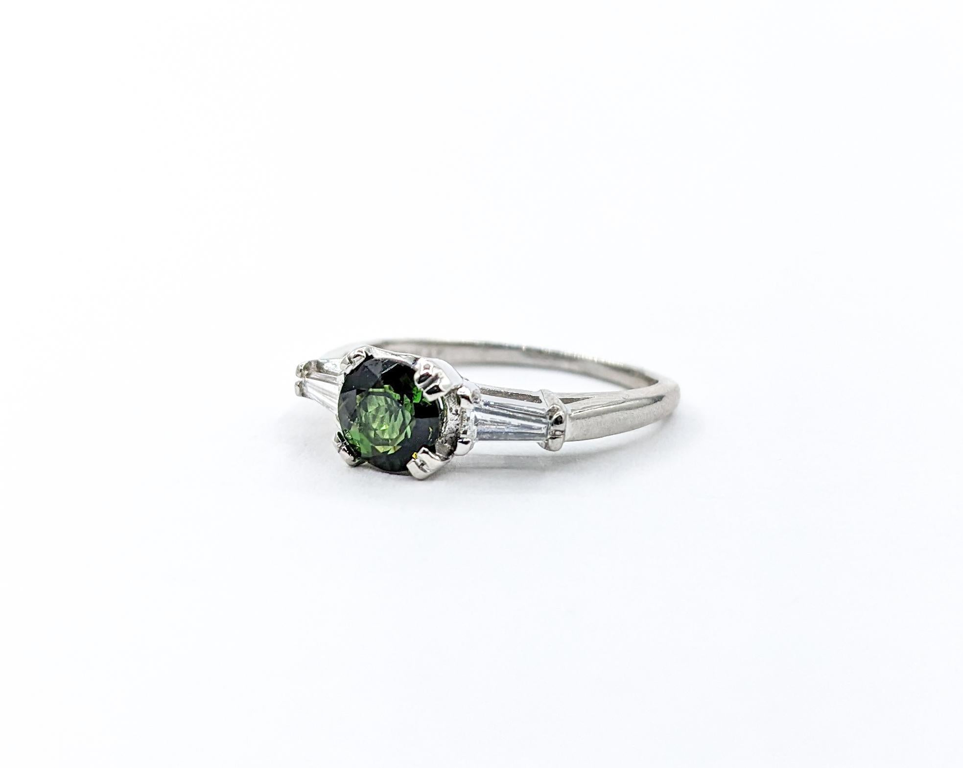 .82ct Green Tourmaline & Diamond Ring In 950pt Platinum For Sale 1