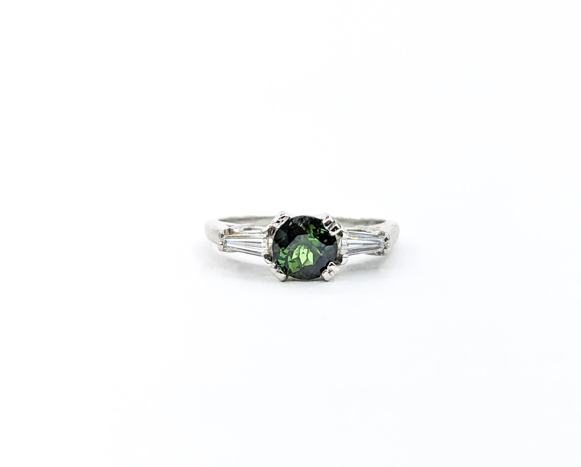 .82ct Green Tourmaline & Diamond Ring In 950pt Platinum For Sale 2