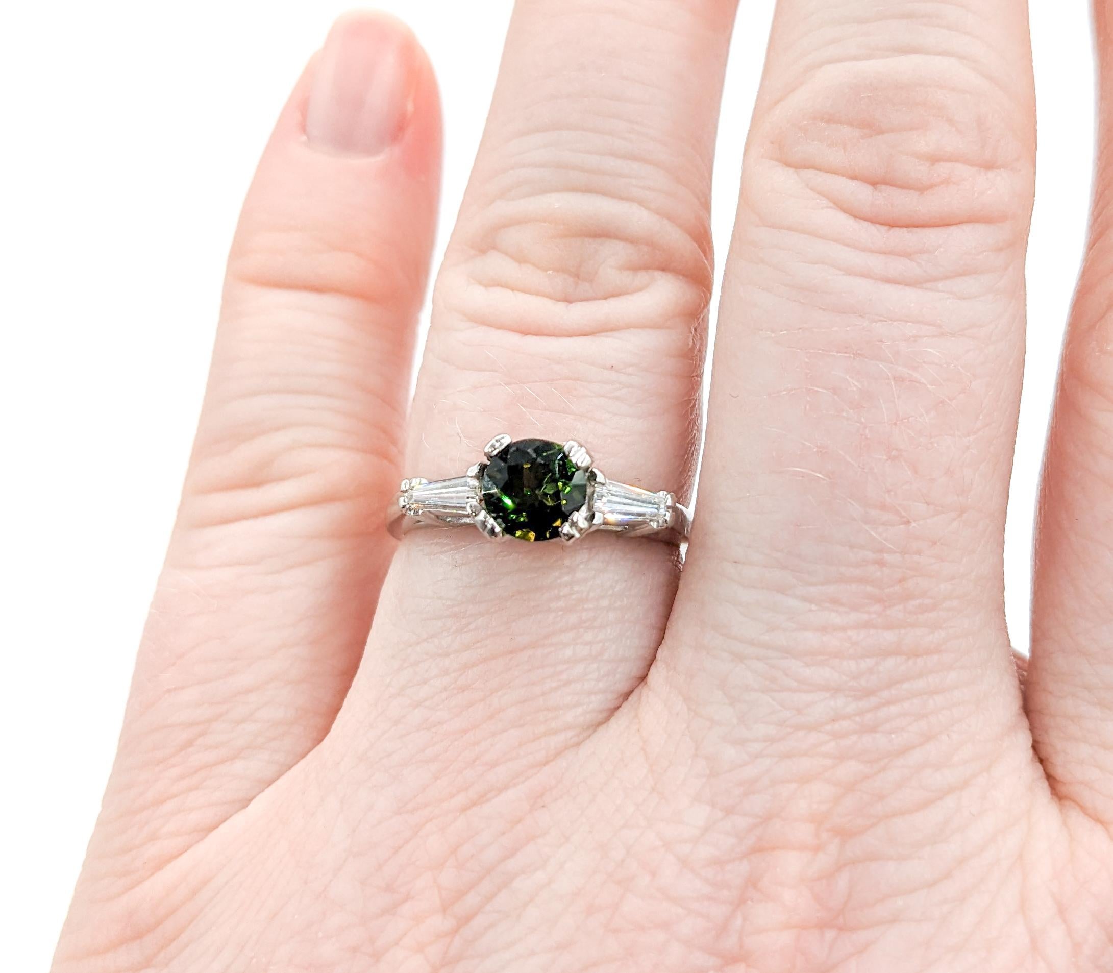 .82ct Green Tourmaline & Diamond Ring In 950pt Platinum For Sale 3
