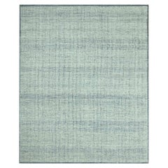 8'2"x10' Blue 100% Wool Oxidized and Distressed Grass Design Hand Knotted Rug