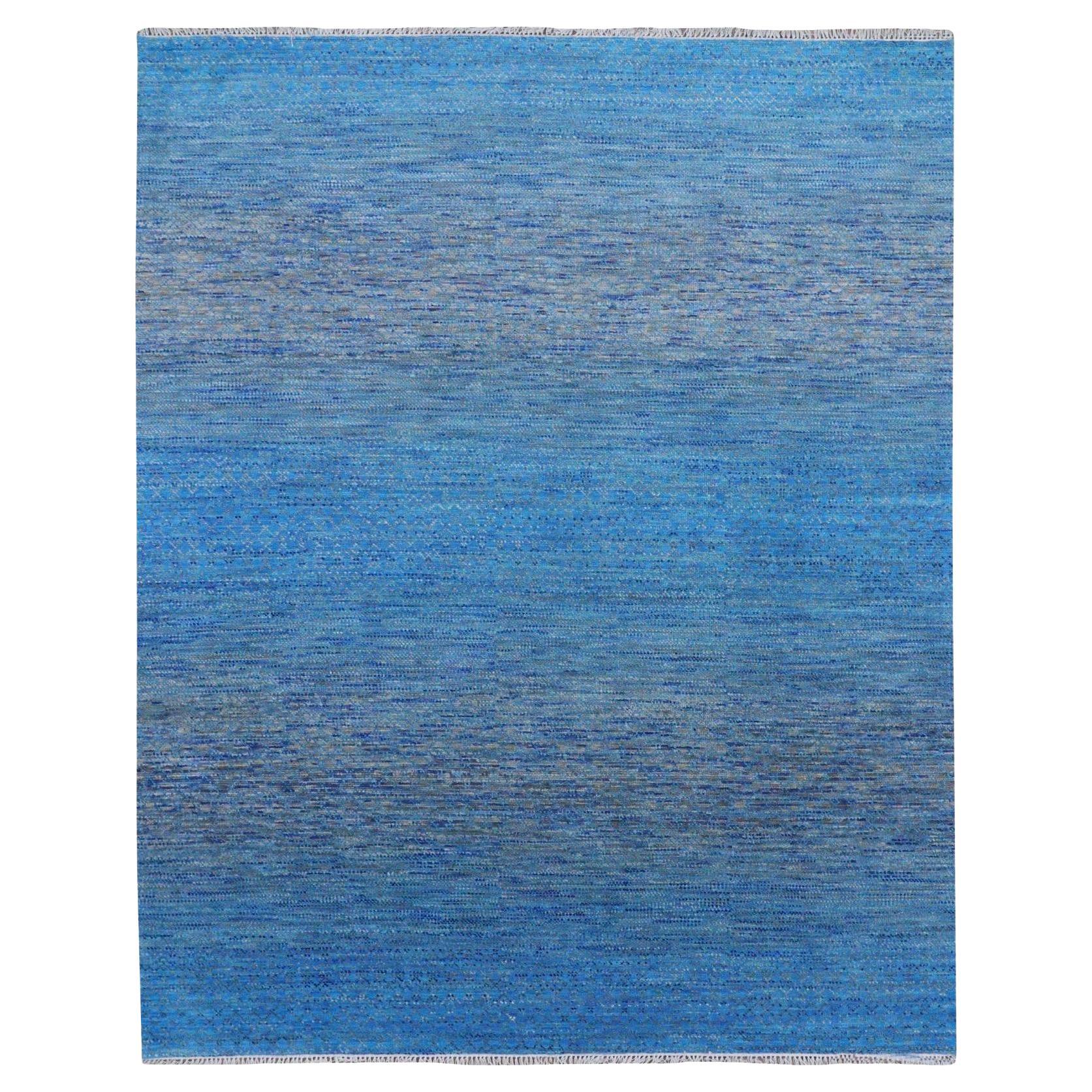 8'2 "x10' Azul, Lana Pura Anudada a Mano, Alfombra Moderna Colección Chiaroscuro en venta