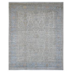 8'2"x10' Bone White Peshawar with Heriz All Over Design Hand Knotted Wool Rug