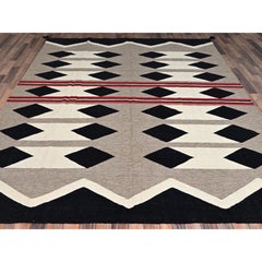 Tappeto in pura lana, tessuto a mano, con motivo geometrico in stile sud-occidentale, trama piatta, 248 x 305 cm