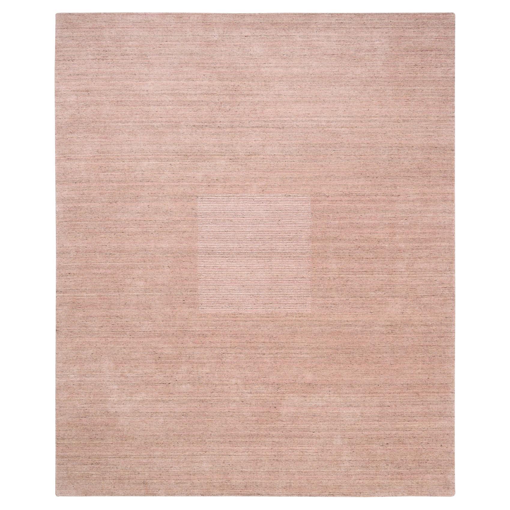 8
2"x10
 Coral Pink Modern Design Hand Loomed Soft, Velvety Plush Wool Rug