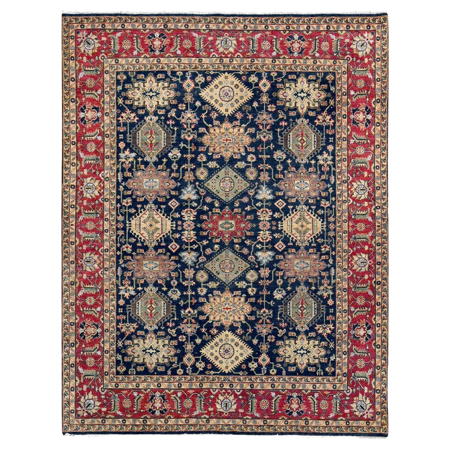 8'2"x10' Cynical Black Wool Karajeh Design Soft Pile Hand Knotted Oriental Rug For Sale