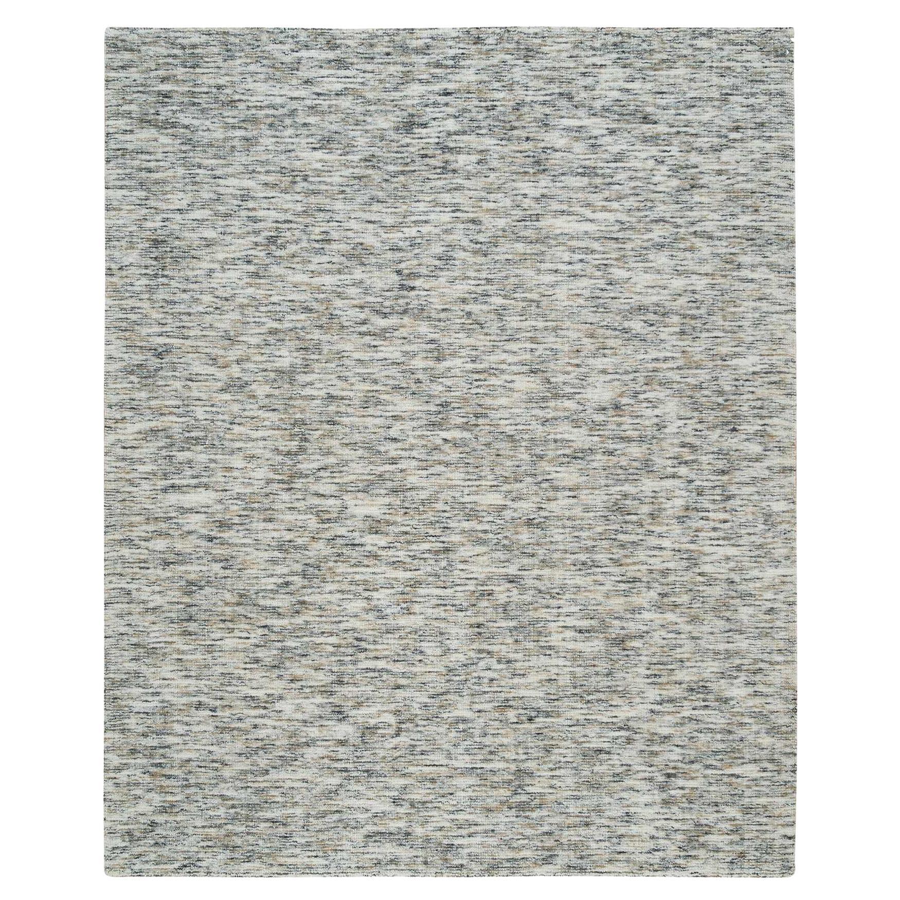 8
2"x10
 Earth Tone Colors Modern Striae Design Pure Wool Hand Loomed Rug For Sale