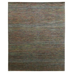 8'2 "x10' Tappeto Orientale in Lana e Seta Annodato a Mano con Disegno Erba Colorato Grigio