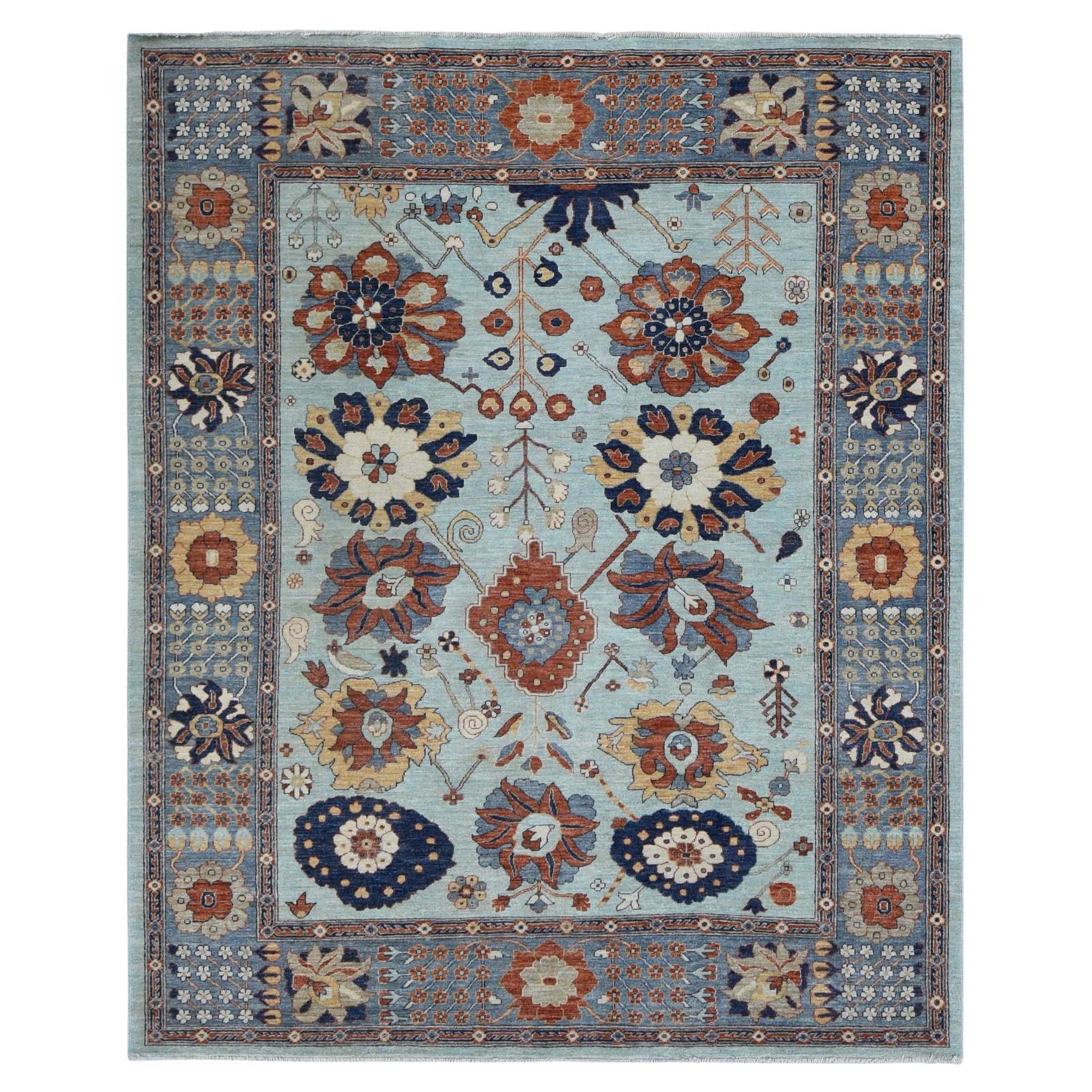 8'2''x10' Grauer Peshawar mit antikem Sultanabad Rugs Design Handgeknüpfter Teppich im Angebot