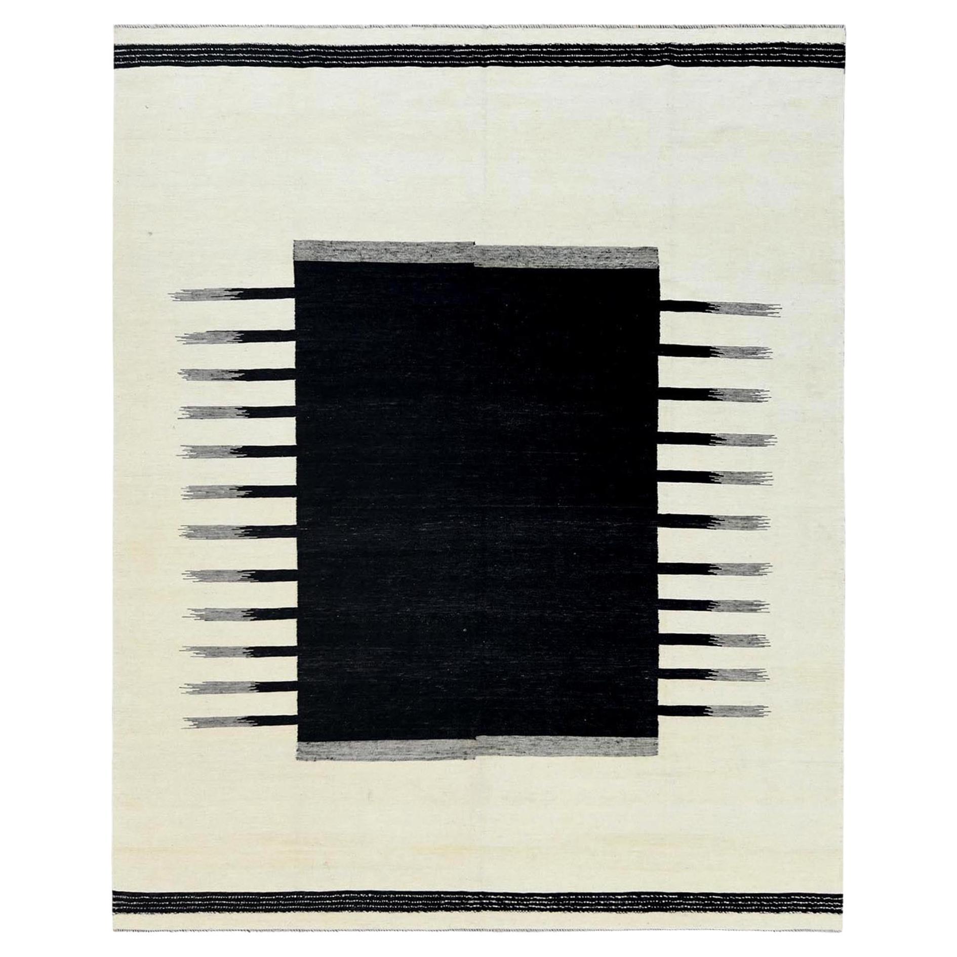 8'2 "x10' Tapis en laine tissé à la main Kilim à tissage plat et au design d'avant-garde en vente