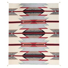 8'2"x10' Ivory Flat Weave Southwest Geometric Design Hand Woven Pure Wool Rug