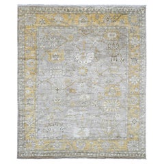 8'2 "x10' Hellbraun Handgeknüpfter Afghanischer Angora Oushak Blatt Design Wollteppich