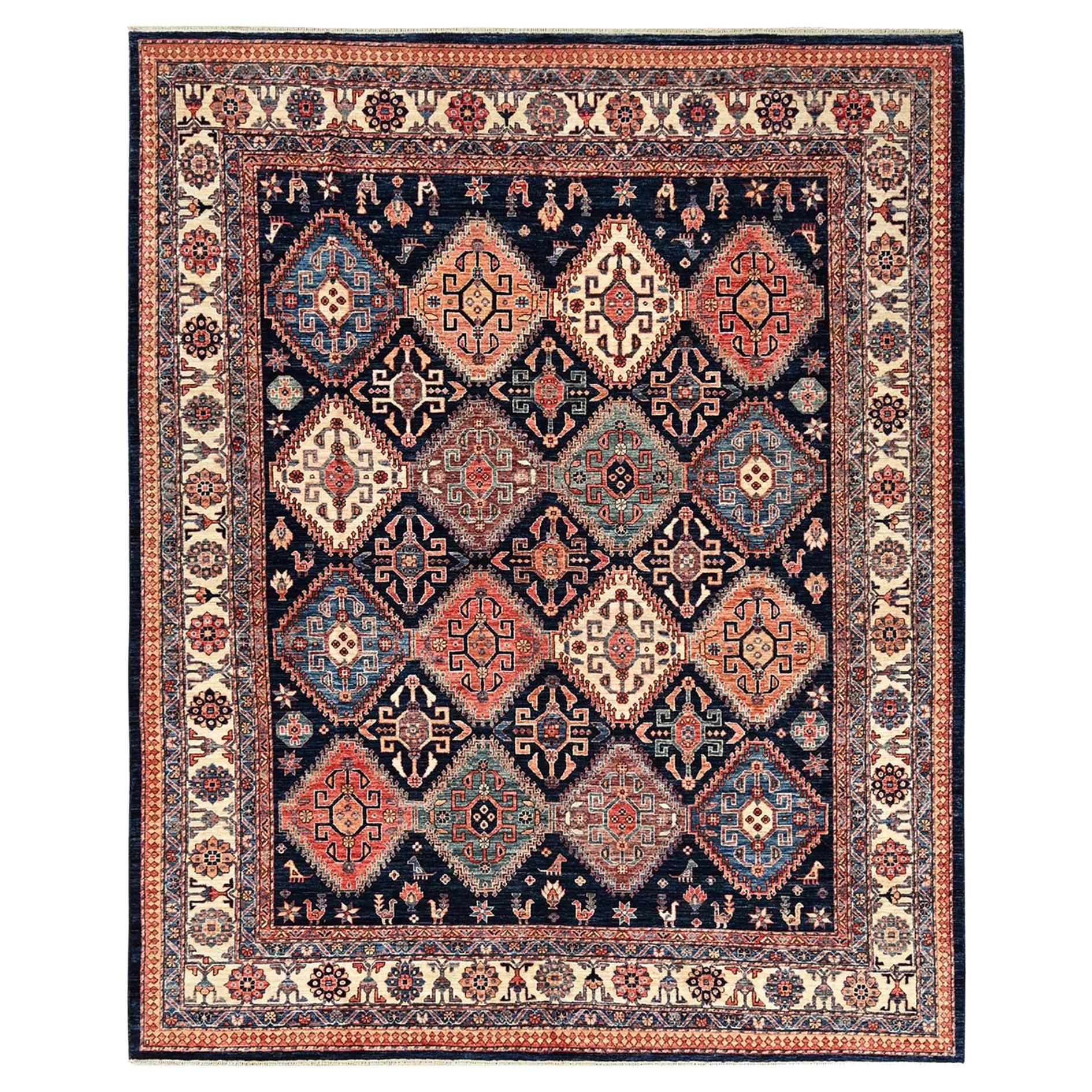 8'2 "x10' Mitternachtsblau All Over Medaillons Design Handgeknüpfter Weicher Wollteppich