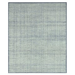 8'2"x10' Navy Blue Hand Knotted 100% Wool Oxidized Grass Design Oriental Rug
