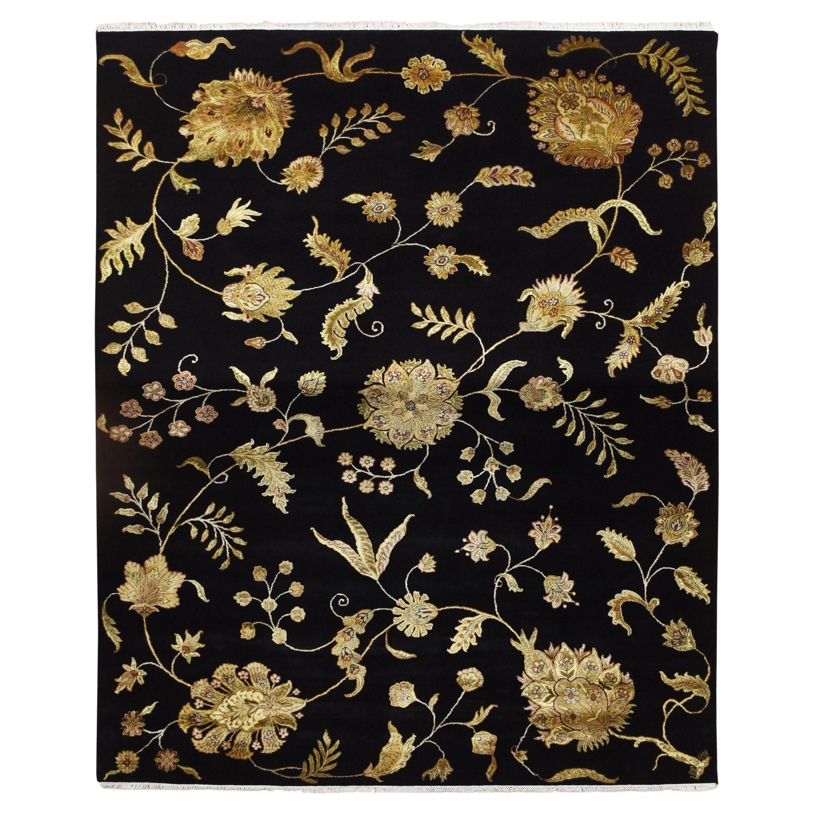 8
2
x10
Onyx Black Borderless Botanical Design Wool and Silk Hand Knotted Rugs (Tappeto senza bordi in lana e seta)