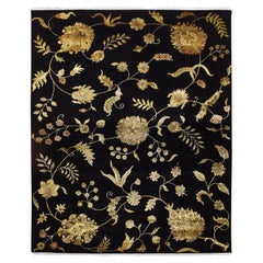 8
2
x10
 Onyx Black Borderless Botanical Design Wool and Silk Hand Knotted Rugs (Tappeto senza bordi in lana e seta)