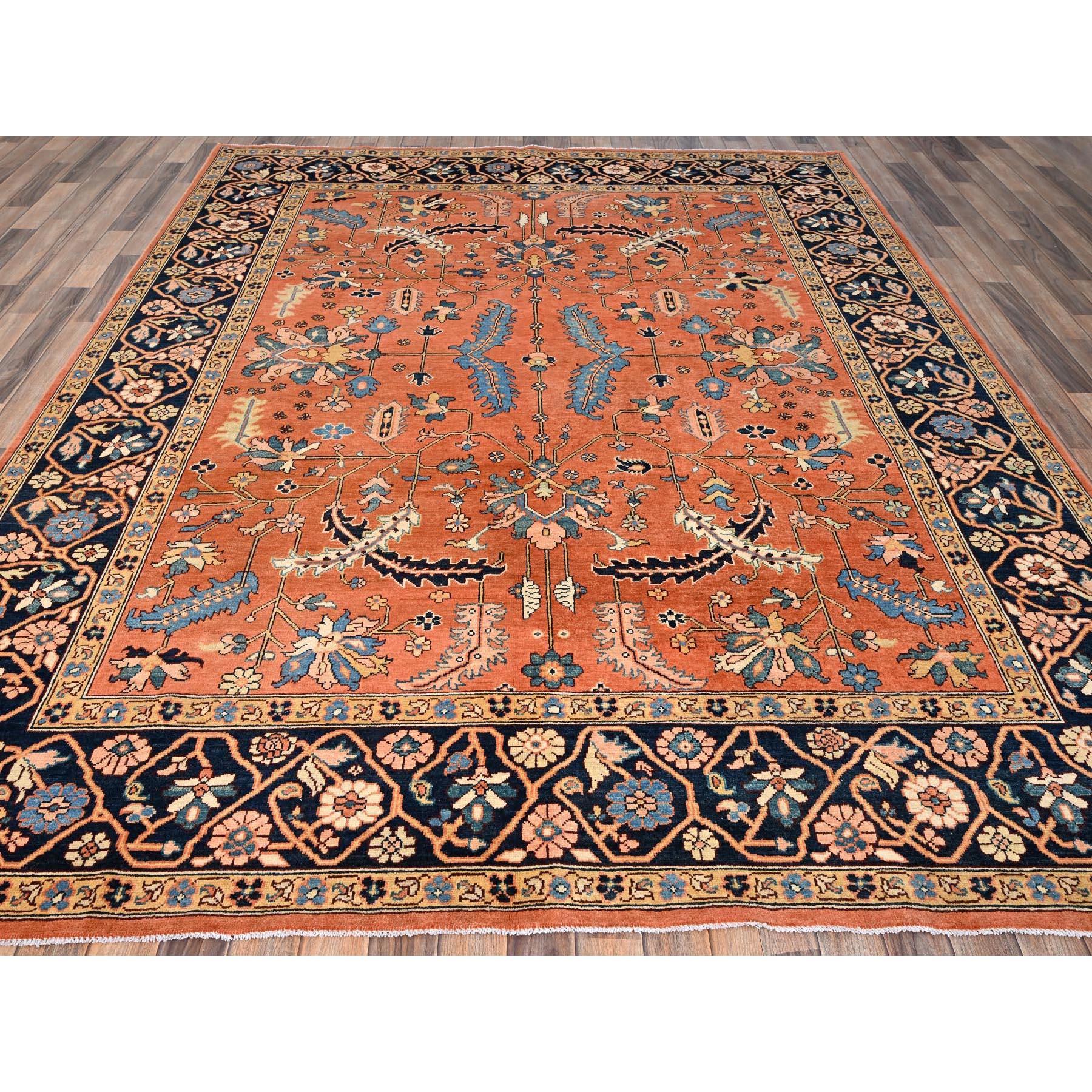 Orange flamboyant, Afghan Peshawar avec Heriz All Over Design, noué à la main, 100% laine douce, densément tissé, Tapis d'Orient
Matières premières : Laine
Latex : Pas de poils 
hauteur : 0,25 pouces
Style : Traditionnel
Couleur primaire :