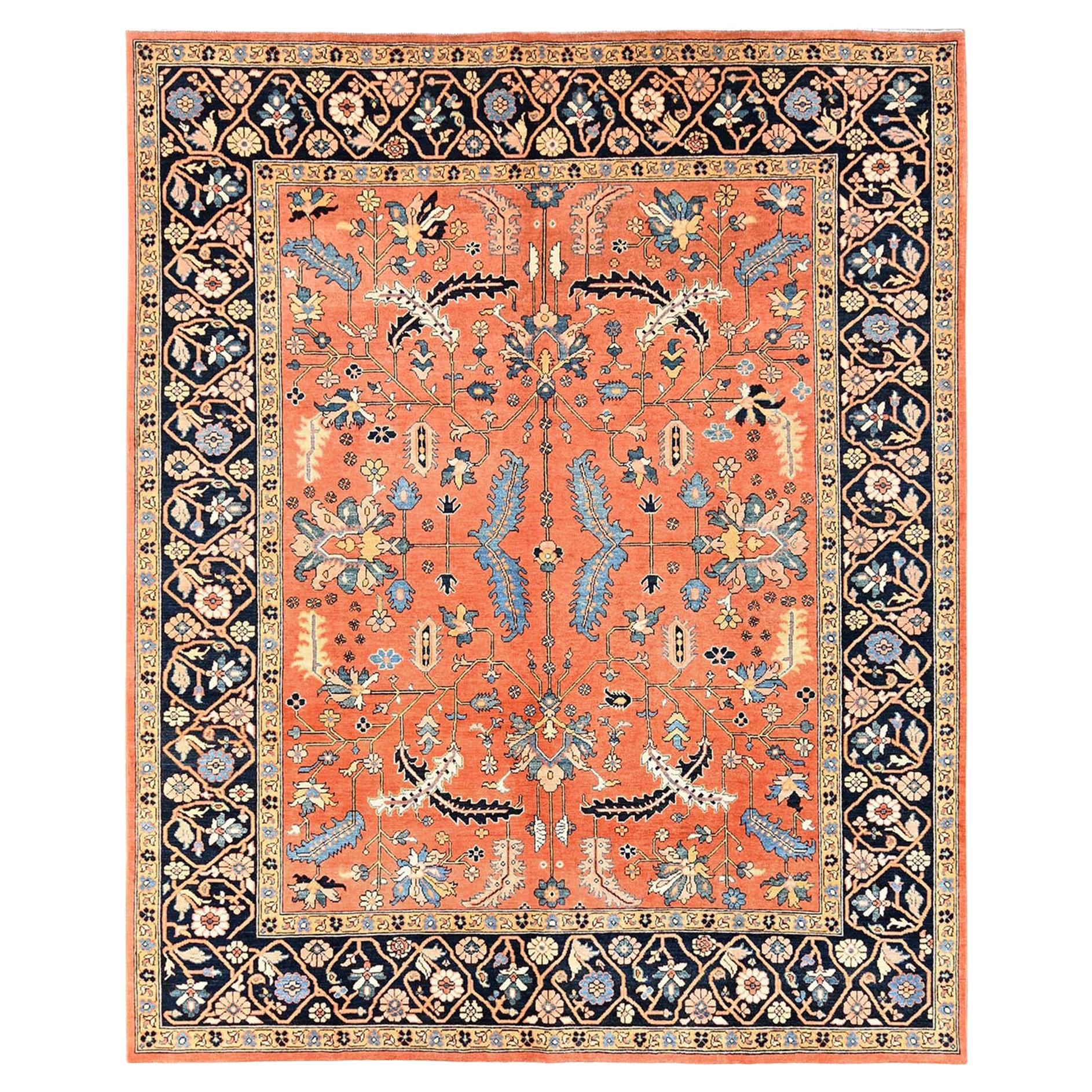8
2"x10
Orange Afghan Peshawar Heriz All Over Design Hand Knotted Wool Rug