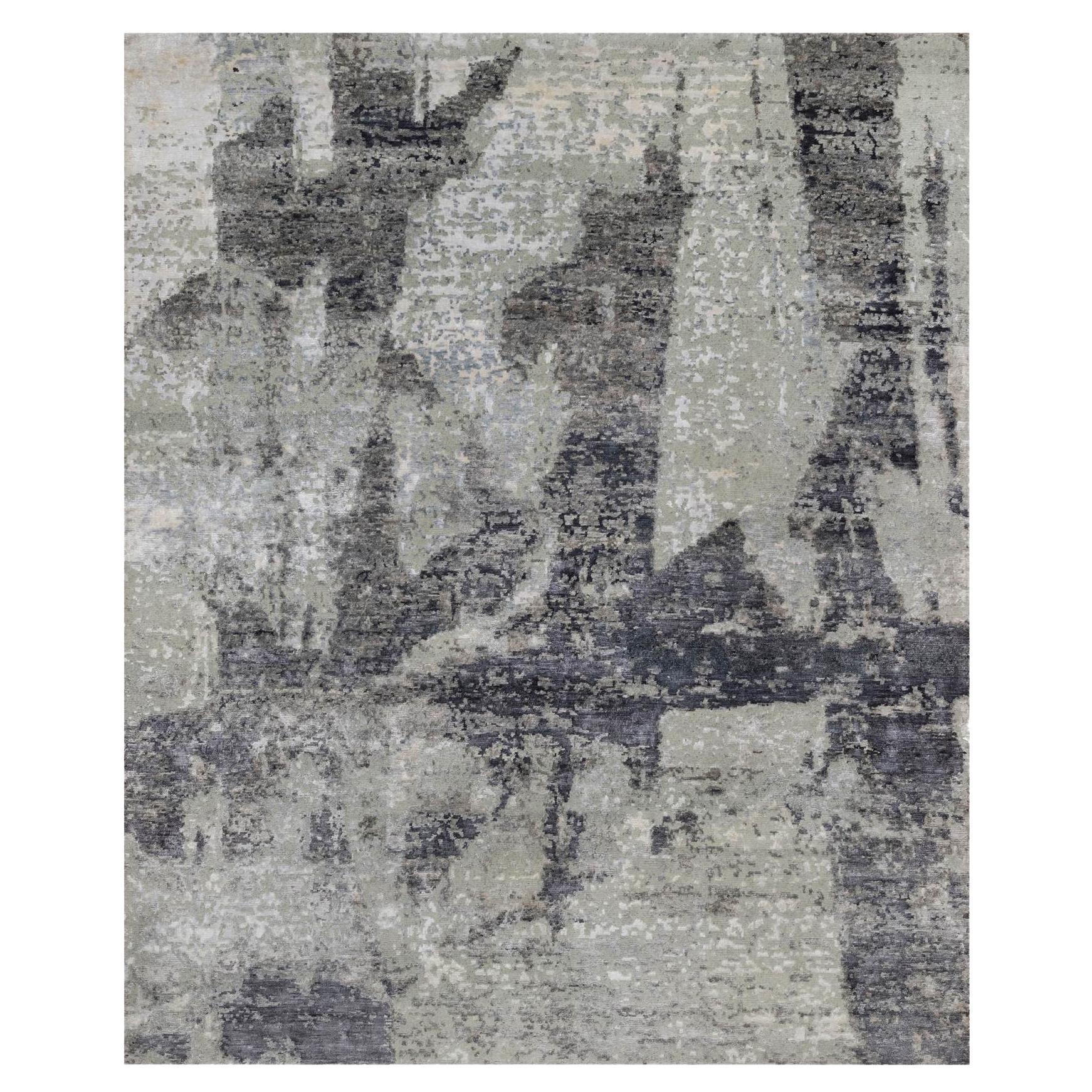 8
2 "x10
Sombras Grises Abstracto Diseño Moderno Alfombra 100% Lana Anudada a Mano