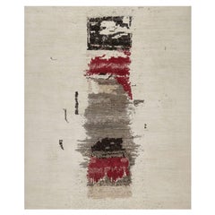 8'2"x10' White Lori Buft Gabbeh with Avant Garde Design Hand Knotted Wool Rug