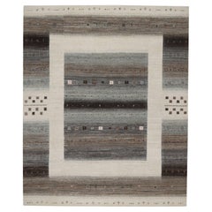 8'2 "x10' White Modern Lori Buft Small Animal Figurines Hand Knots Rugs (Tapis de laine noué à la main)
