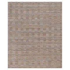 Alfombra oriental de poliéster con diseño moderno en cuadrícula, tejida a mano en color marrón castor, de 8'2" x 10'1"