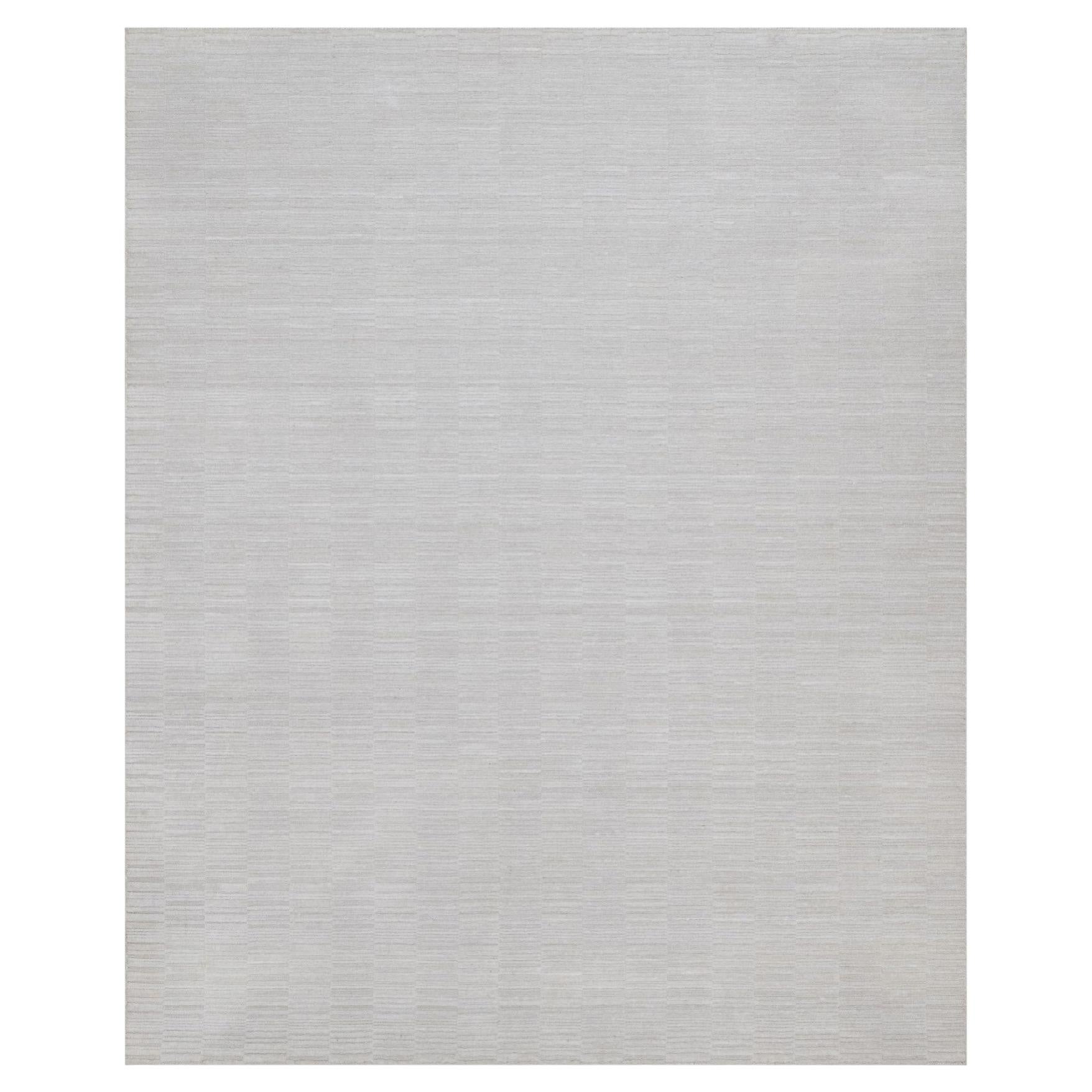 Tapis en polyester tissé à la main, motif « Striae » moderne uni blanc « Daisy », dimensions : 8'2" x 10'1"