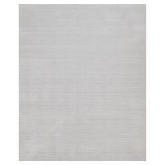Tappeto in poliestere tessuto a mano, design moderno "Striae", colore bianco margherita, 8'2" x 10'1"