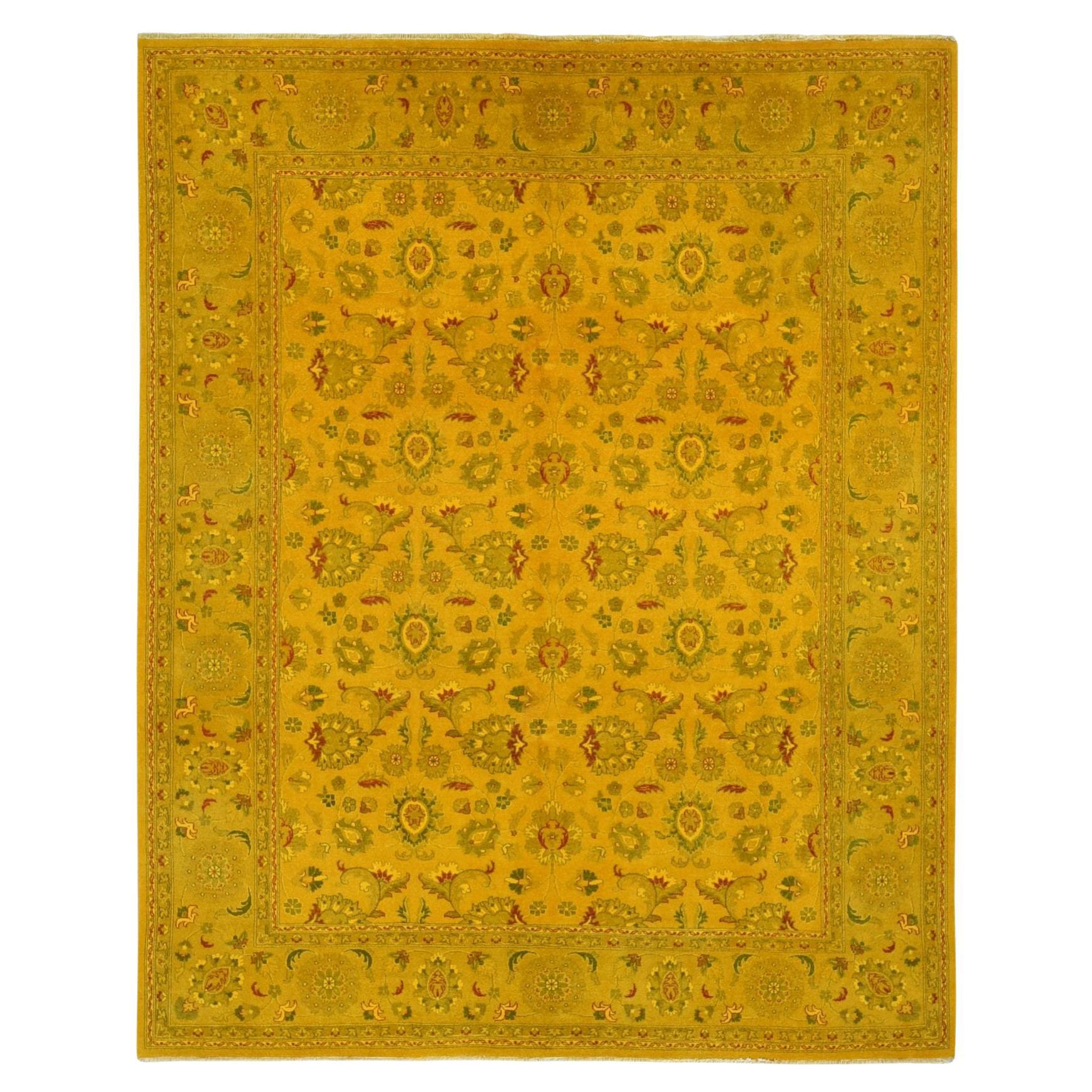 8'2"x10'1" Golden Brown Overdyed Persian Design Pure Wool Hand Knotted Rug For Sale