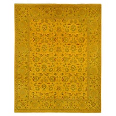 8'2"x10'1" Golden Brown Overdyed Persian Design Pure Wool Hand Knotted Rug