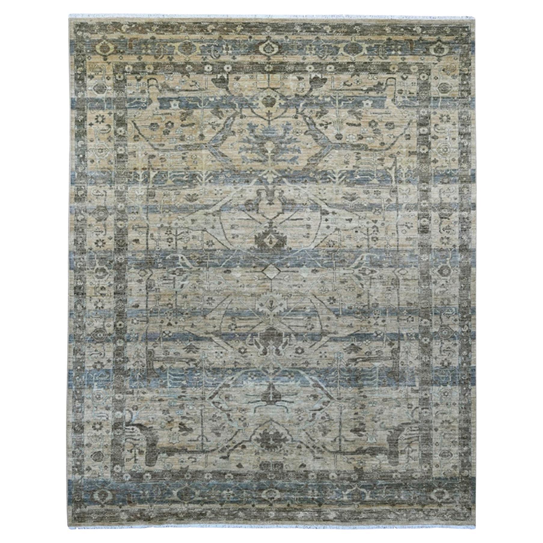 8'2"x10'1" Light Brown Bijar Garus Design Peshawar Hand Knotted 100% Wool Rug