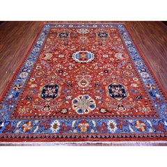 8'2"x10'1" Prismatic Red 100% Wool Hand Knotted Afghan Ersari Oriental Rug