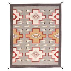 8'2"x10'1" Stone Gray Southwest Geometric Design Hand Woven Flat Weave Wool Rug