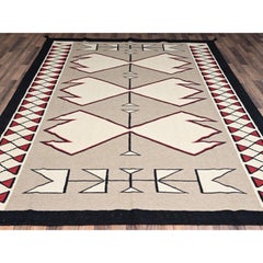 8'2"x10'2" Brown Flat Weave Southwest Geometric Design Hand Woven Pure Wool Rug